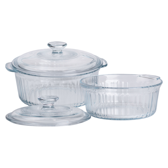 Формы для запекания набор 2 шт стеклянные с крышками круглые HP-34-26 Киев
