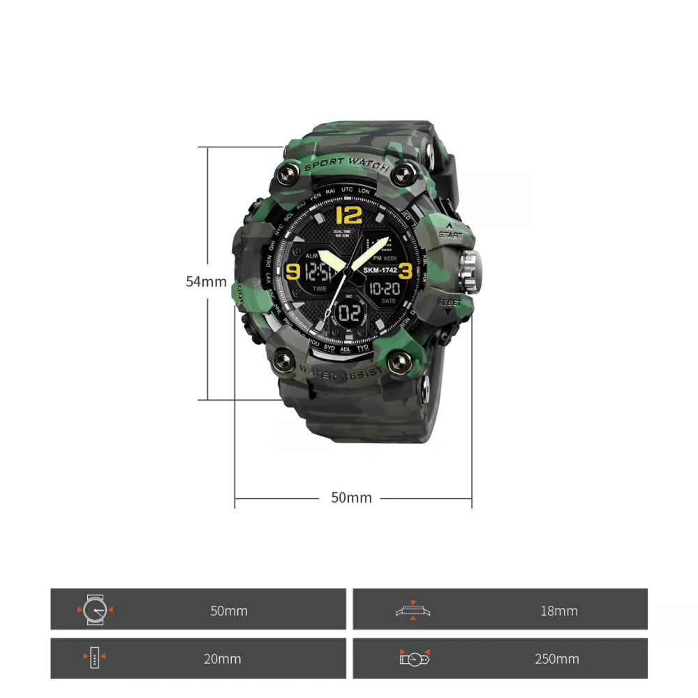 Мужские спортивные наручные часы Skmei 1742 Hamlet (Зеленый камуфляж) Винница - изображение 6