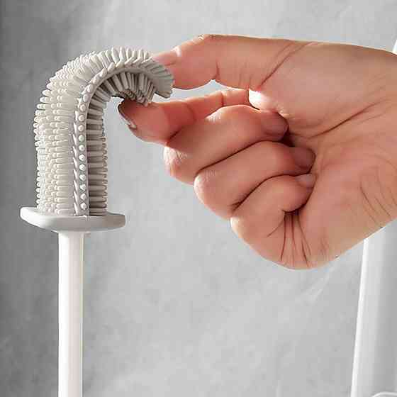 Йоржик для унітазу з гнучкою силіконовою щіткою 2в1 / Набір йоржик і щітка для туалету / Туалетний йоржик Київ