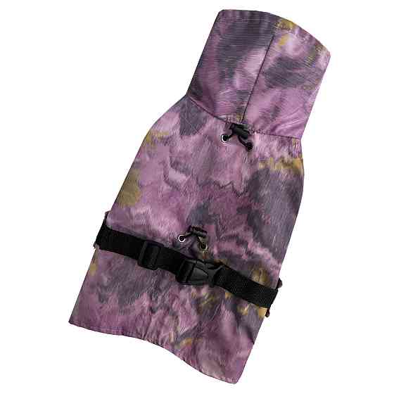 Дощовик для собак плащ водовідштовхувальний з поясом Dogs Bomba капюшон комір з принтом абстракція фіолетовий 6 Одеса
