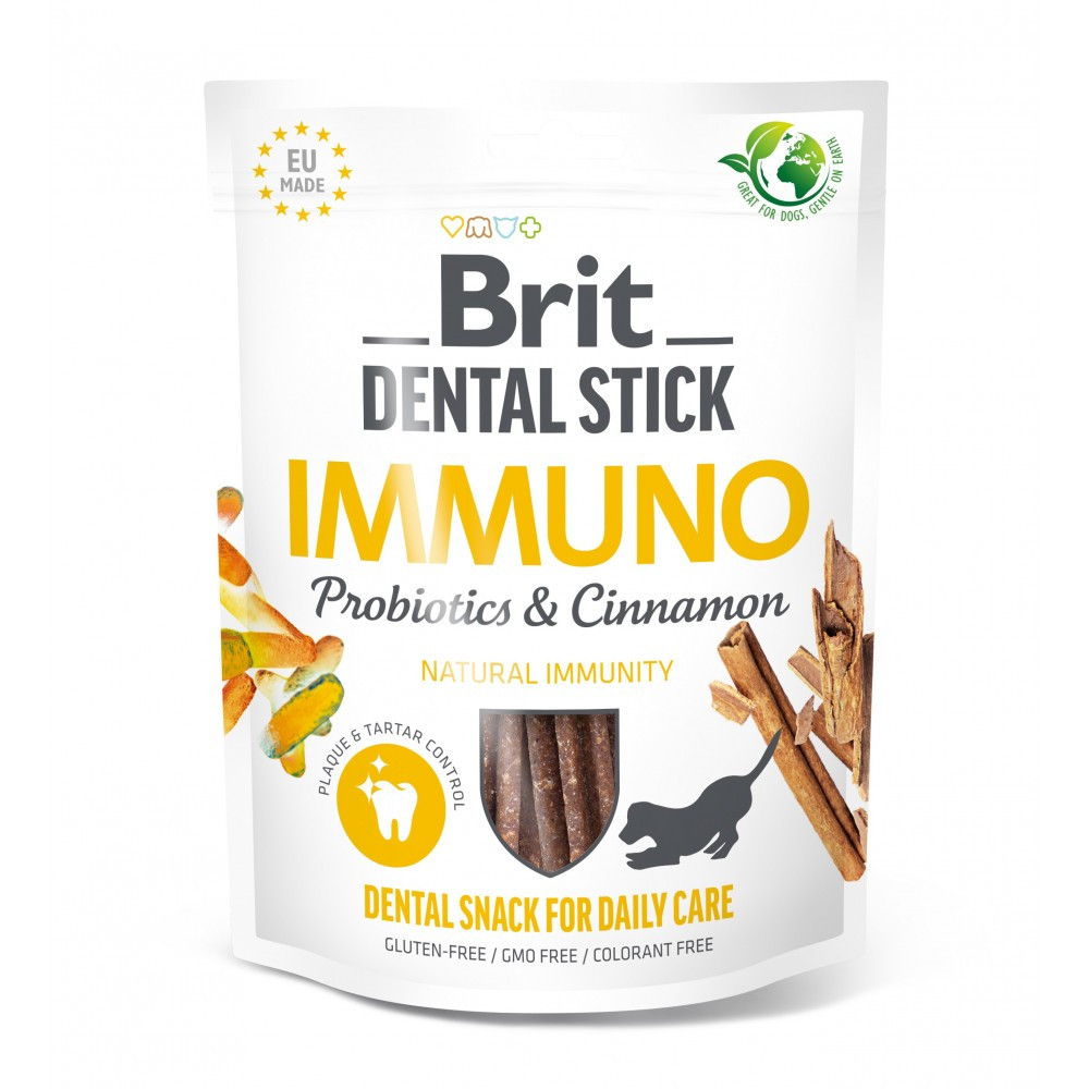 Лакомства для собак Brit Dental Stick Immuno для крепкого иммунитета, пробиотики и корица, 7 шт, 251 г Винница - изображение 1