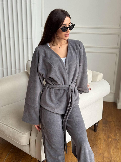 Жіночий костюм із двостороннього турецького флісу Сірий 42/46 Харків - фото 2