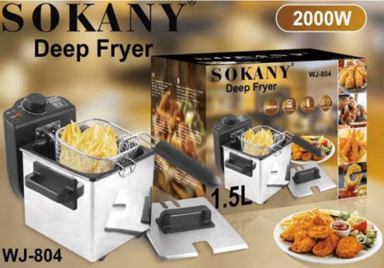 Фритюрниця WJ-804 1.5 л, з нержавіючої сталі, знімна каструля та терморегулятор, зручна та компактна Одеса