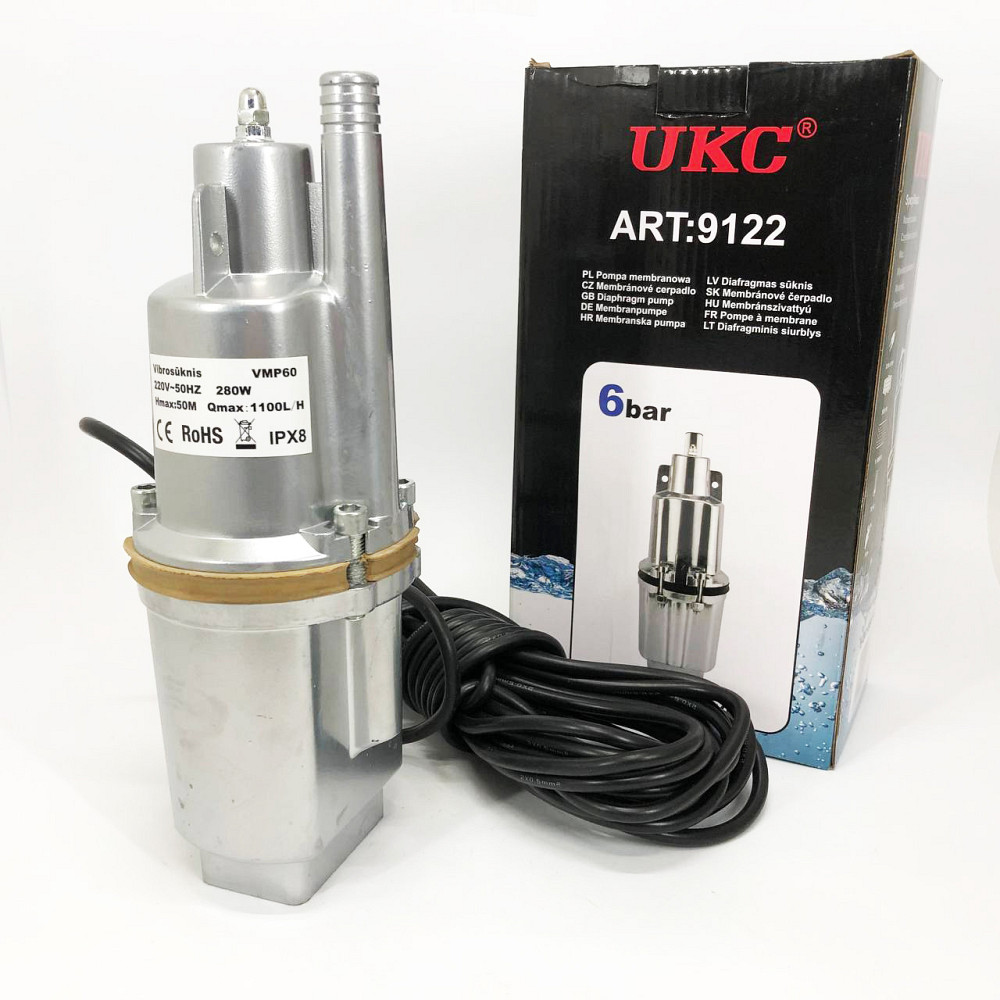 Насос вибрационный 0.25кВт, H 75м, Q 18л/мин, 100мм, 10м кабеля, верхний забор MX-63 Львов - изображение 14