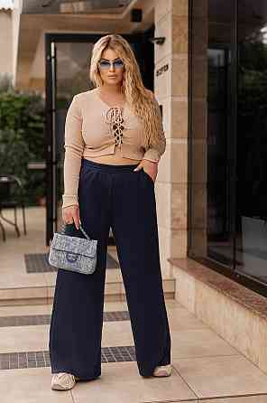 Теплі жіночі штани палаццо "Gait" | Норма і батал Темно-синій, 46-48 Київ