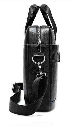 Деловая мужская сумка из зернистой кожи Vintage 14886 Черная Киев