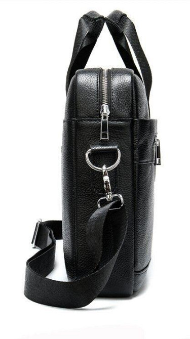 Деловая мужская сумка из зернистой кожи Vintage 14886 Черная Киев - изображение 2