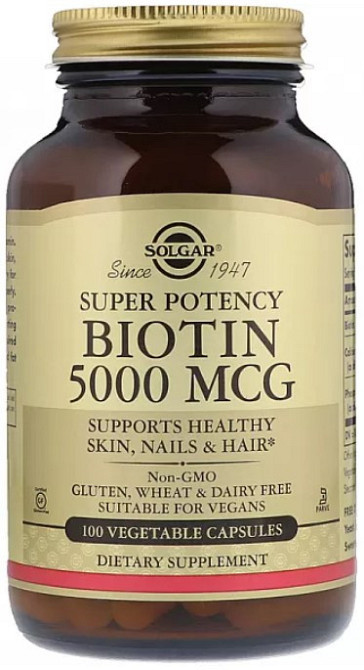 Біотин для волосся Solgar Biotin 5000 мкг 100 капсул Київ - фото 1