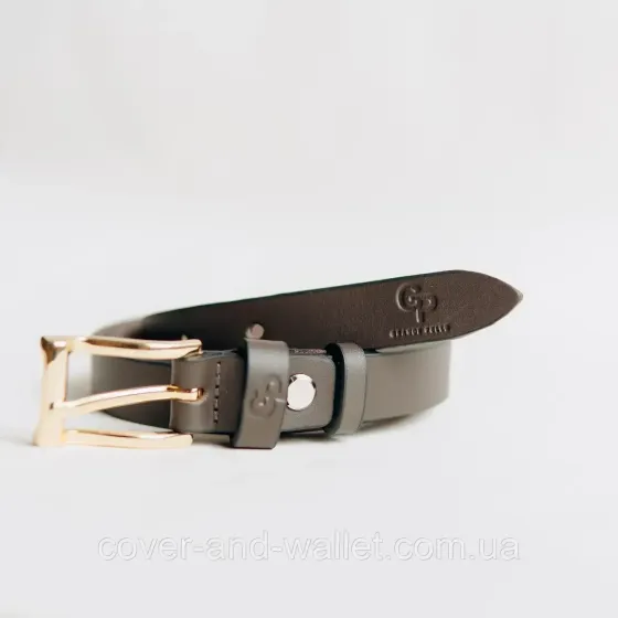 Стильний жіночий пояс з натуральної шкіри ручної роботи для джинсів та брюк коричневого кольору 20 мм Grande Pelle Київ
