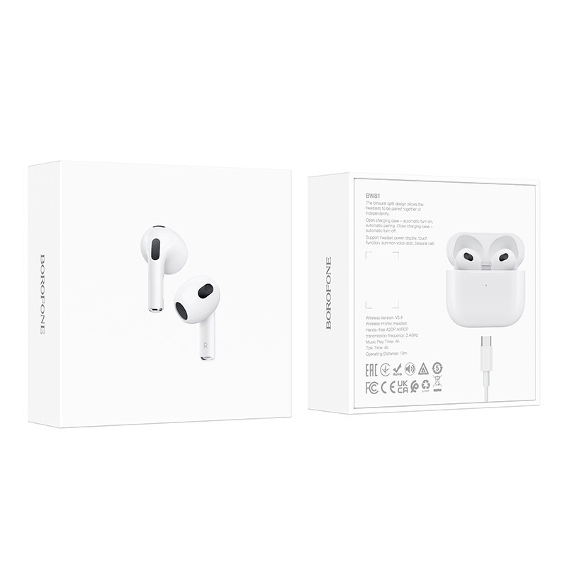 Бездротові навушники BOROFONE BW81 True wireless stereo headset White Київ - фото 5