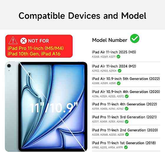 Клавиатурный чехол для iPad Air 11 (M3/M2) черный с трекпадом RGB подсветка магнитный универсальный кейс 11