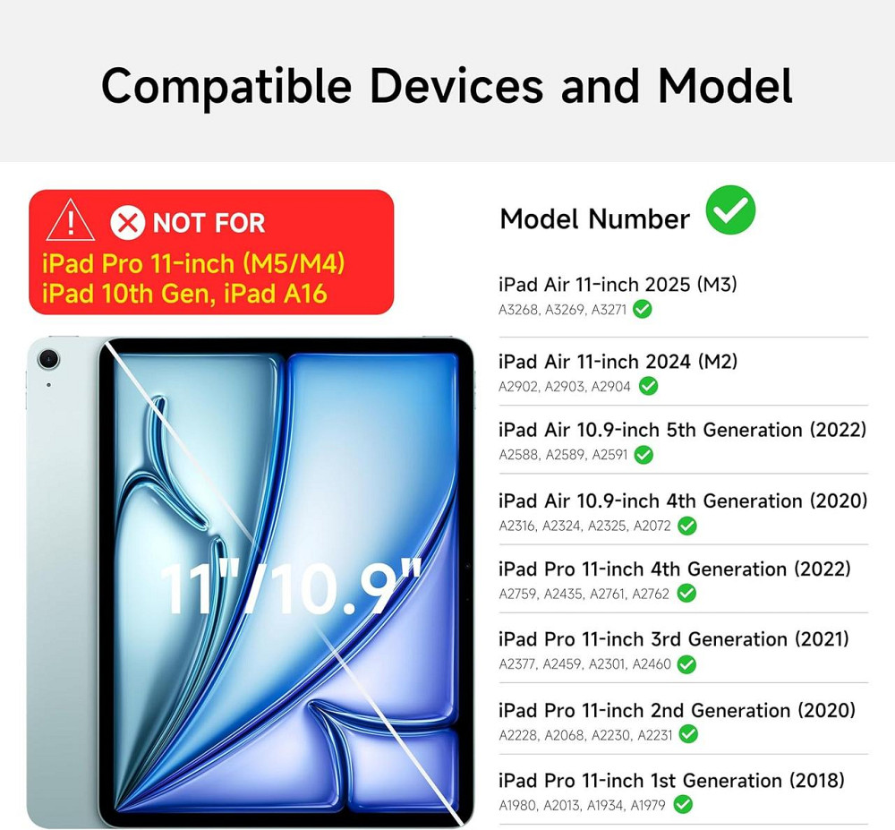 Клавіатурний чохол для iPad Air 11 (M3/M2) чорний з трекпадом RGB підсвітка магнітний універсальний кейс 11 дюймів Київ - фото 4