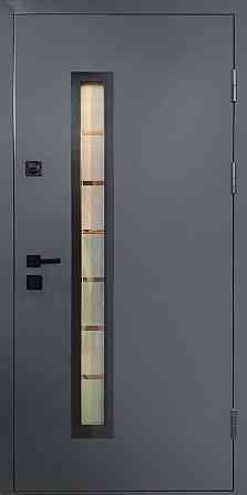 Двери уличные, серия Т-15,модель 814/148СП1 Металл/Мдф, Серый (7024)// Белое дерево ПВХ, замки KALE Киев