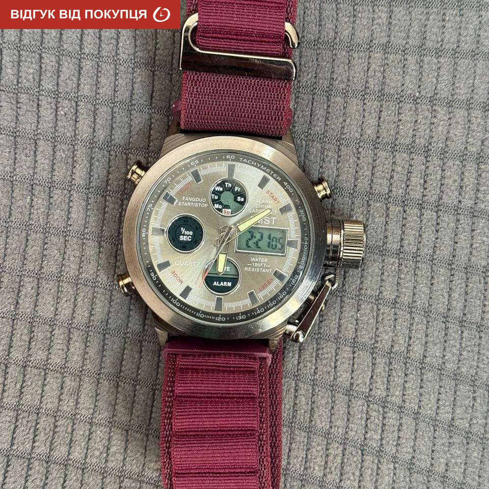 Годинник чоловічий водостійкий тактичні AMST Mountain Bordo (2 ремінці) Київ - фото 9