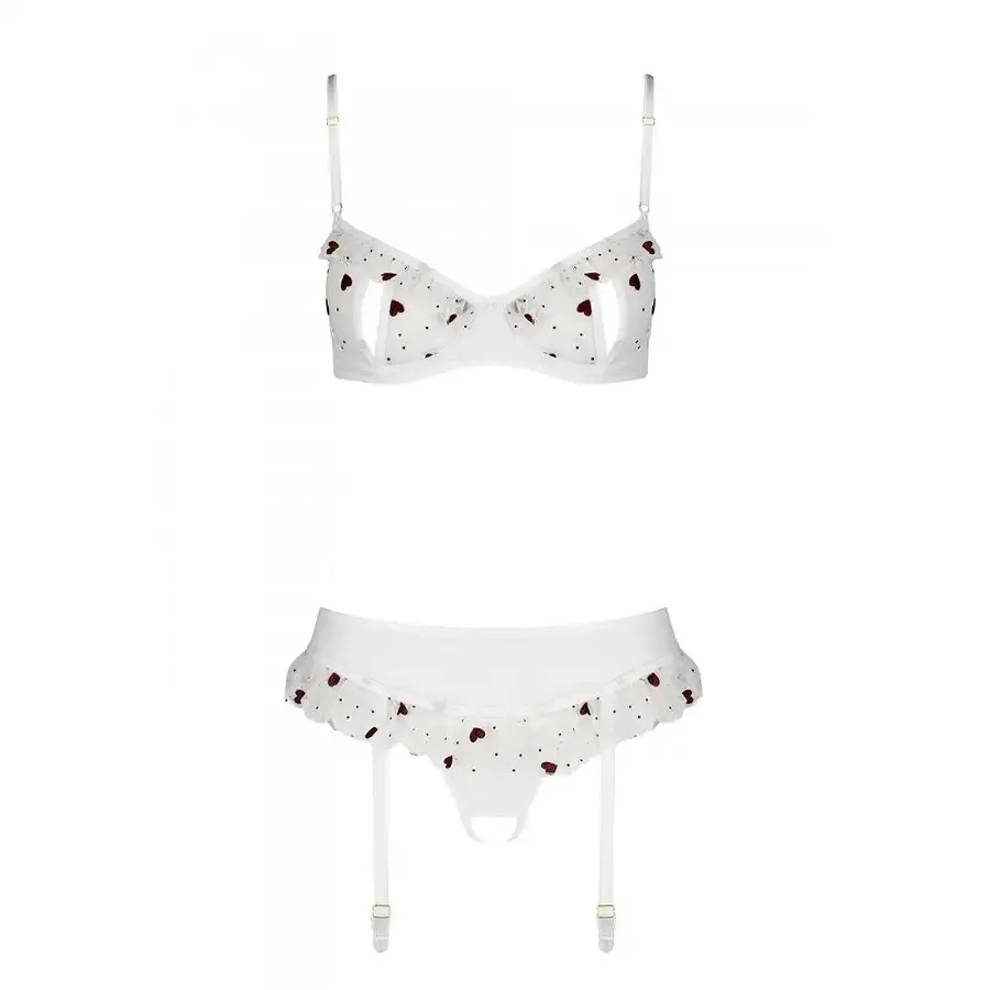 Сексуальний комплект з поясом для панчіх Passion LOVELIA SET L/XL, white Львів - фото 5