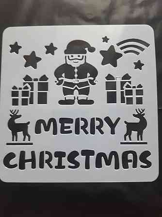 Дед Мороз трафарет на окно 15 на 15 см серый Киев