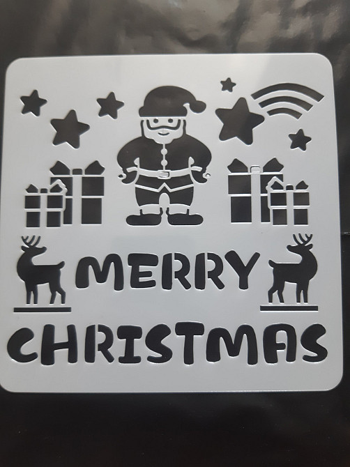 Дед Мороз трафарет на окно 15 на 15 см серый Киев - изображение 1