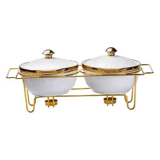 Yiwu Марміт порцелянаовий на 2 секції по 1 л на металевій підставці Коломыя