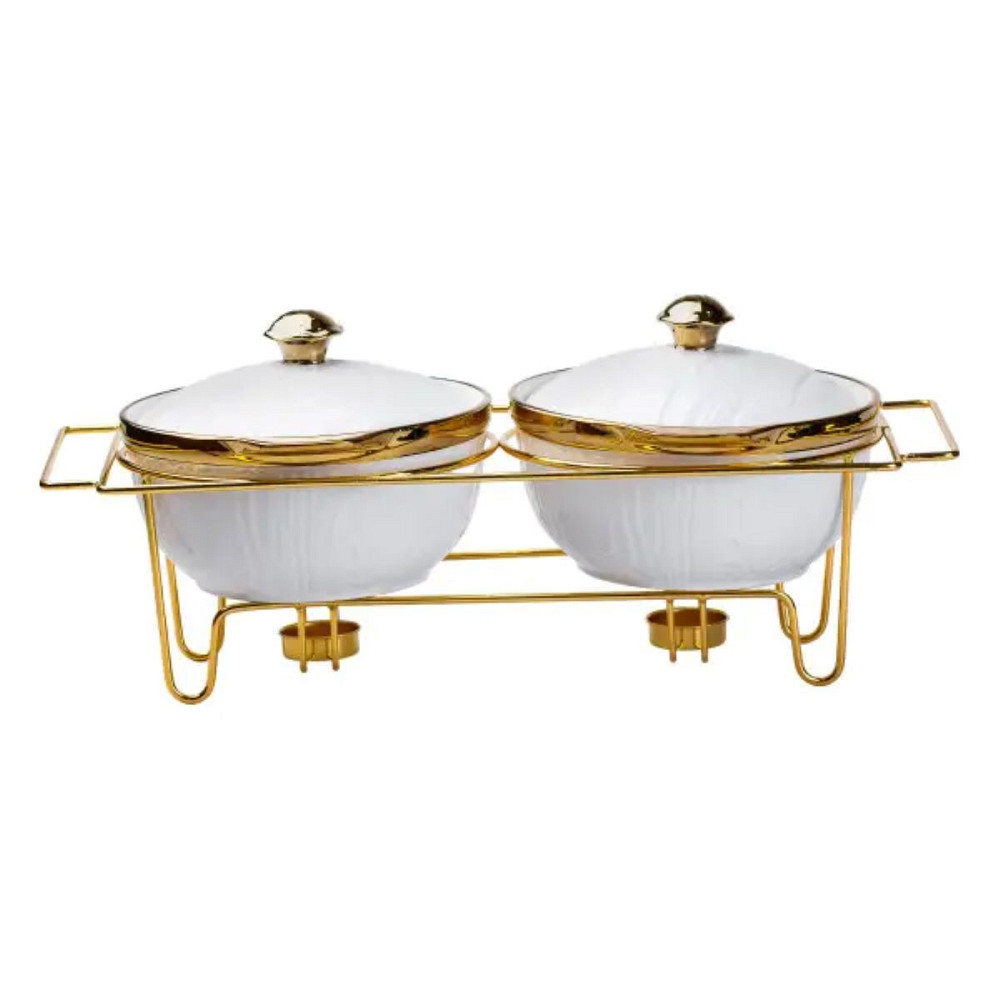 Yiwu Марміт порцелянаовий на 2 секції по 1 л на металевій підставці Коломыя - изображение 1