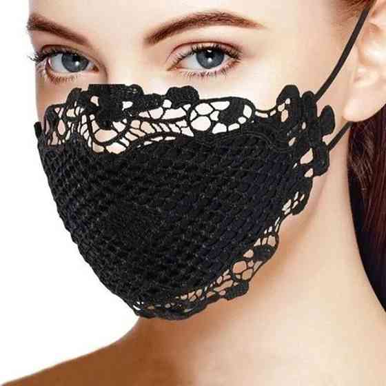 Маска ажурна мереживна ЧОРНА Трикотаж, тканина, шиття. Мод 1 Київ