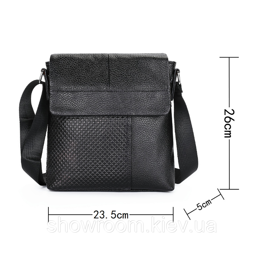 Чоловічі сумки месенджер Leather Collection (5067) шкіряна чорна Київ - фото 2