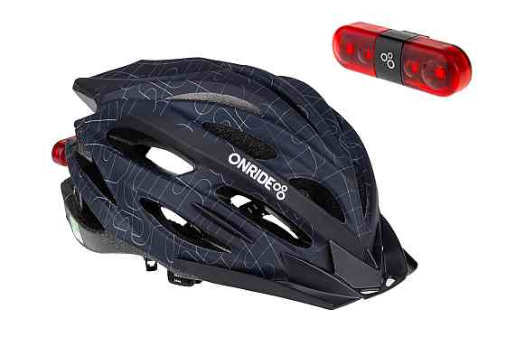 Велосипедний шолом ONRIDE Grip чорний L (58-61 см) + Мигалка ONRIDE Row Бровари