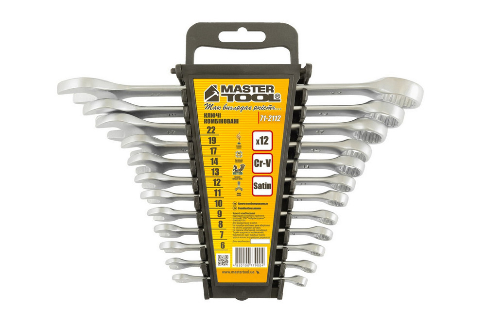 Ключи рожково-накидные MASTERTOOL набор 12 шт (6-14/17/19/22 мм) 71-2112 Ровно - изображение 2