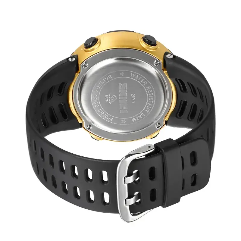 Спортивные наручные часы Skmei 2070 (Черные с золотым корпусом и белым циферблатом) Винница - изображение 5