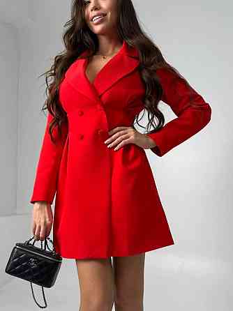 Женское базовое платье-пиджак на подкладке костюмка Красный, 46/48 Одесса