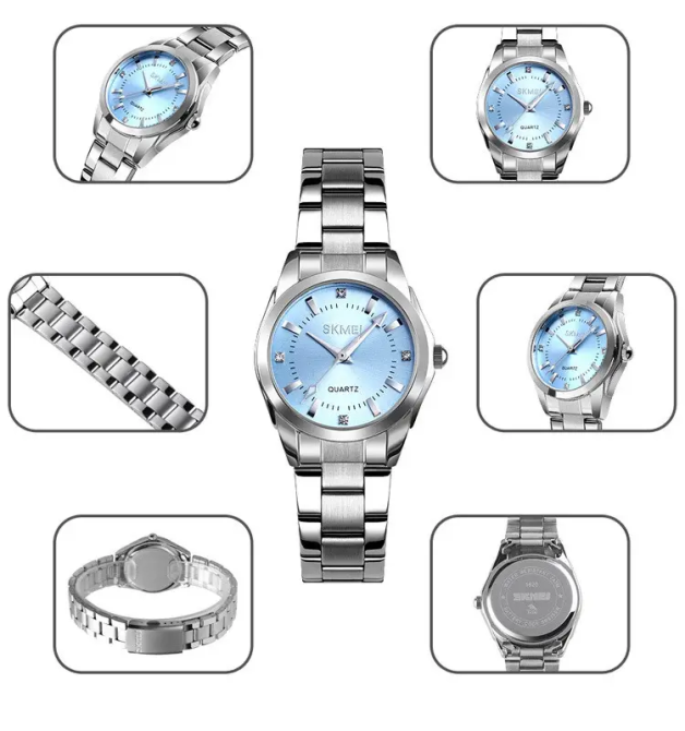 Жіночий наручний годинник Skmei 1620 Сріблястий з блакитним Київ - фото 8