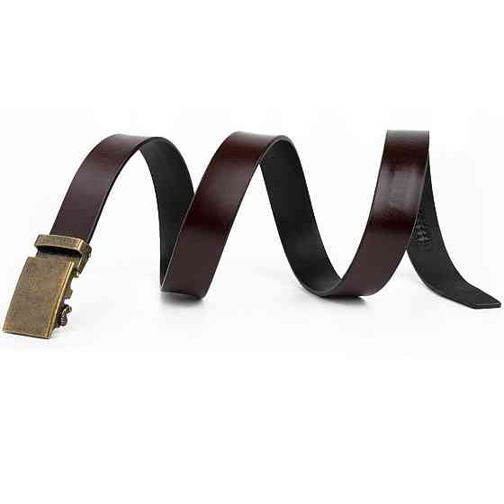 Ремень мужской с латунной пряжкой автомат Коричневый (Vintage) Киев