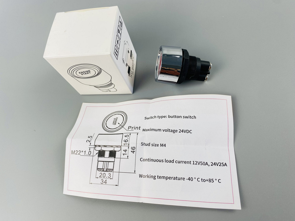 Кнопка СТАРТ-СТОП пуску двигуна, 50 А, 12-24V, діаметр 33 мм, 3 ніжки Мукачево - фото 10