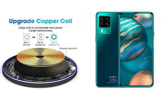 Беспроводное зарядное устройство Copper до 30W для Doogee S96, S96 GT, S96 Pro, USB-C, LED Киев