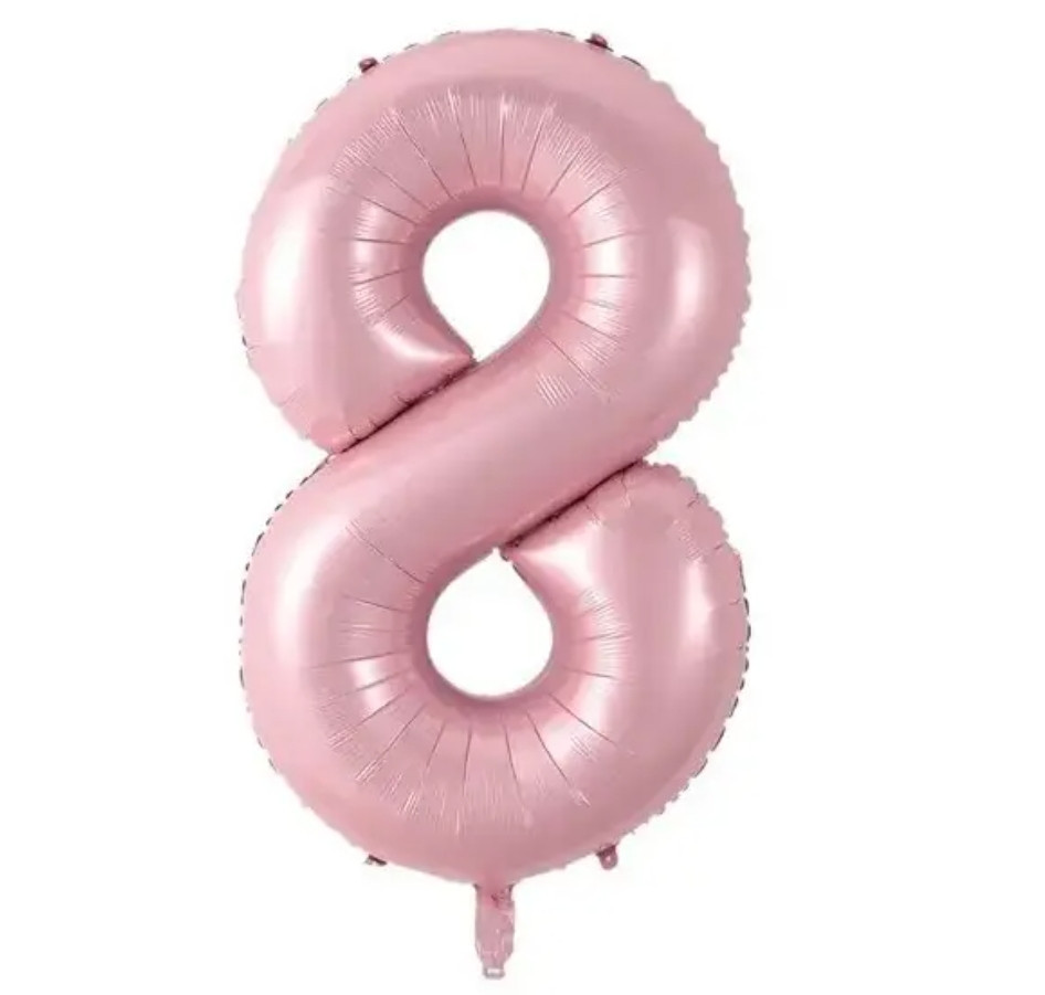 Цифра фольгирована 8 розовая  30