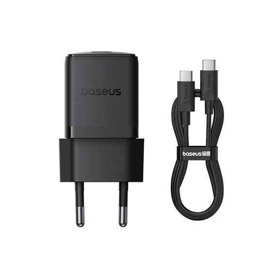 Мережевий зарядний пристрій з кабелем Baseus Palm Fast Charger 1C 30W EU Cluster Black(With: Baseus Mini White Cable C to C Одеса