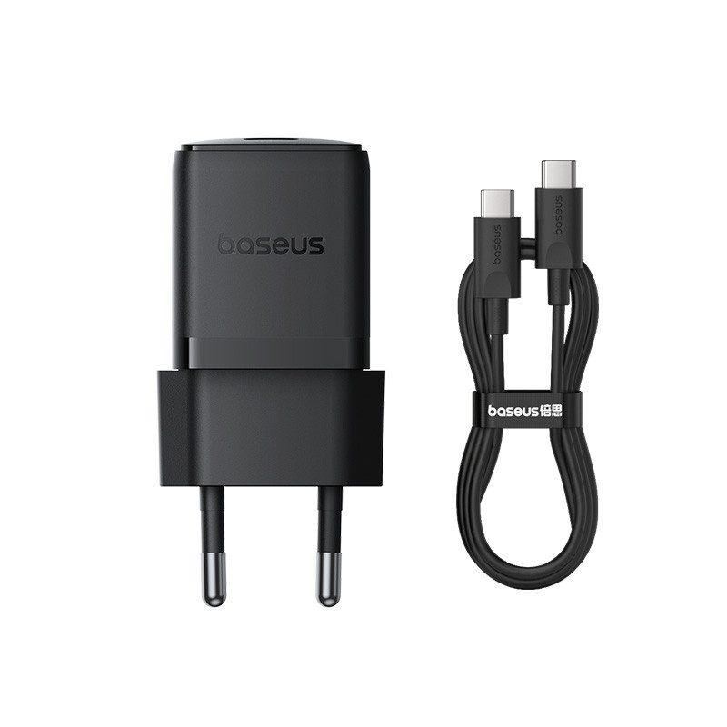 Мережевий зарядний пристрій з кабелем Baseus Palm Fast Charger 1C 30W EU Cluster Black(With: Baseus Mini White Cable C to C Одеса - фото 1
