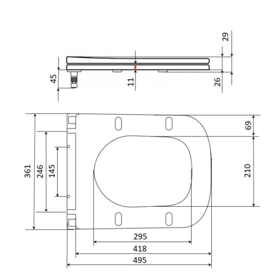 Qtap Сиденье для унитаза напольного (Aries) 445×360×30 мм, White, с микролифтом, Slim Duroplast, Quick Release QT03228302W3 Киев