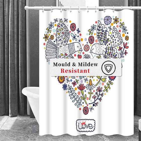 Шторка для ванны из полиэстера водонепроницаемая Bathlux 180x180 см с кольцами, занавеска для ванной комнаты Каменец-Подольский