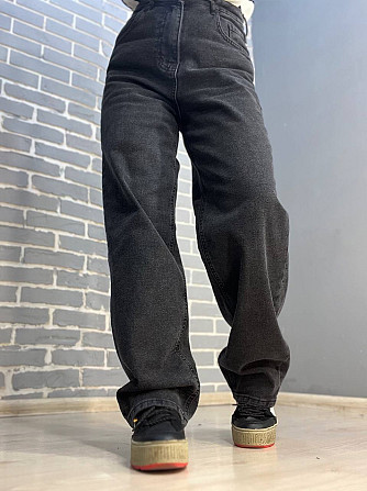 Джинсы женские Jeandia 71 skater утепленные на байке широкие бананы черные, черный, 36, 36, 79 см, 1 Одесса - изображение 1