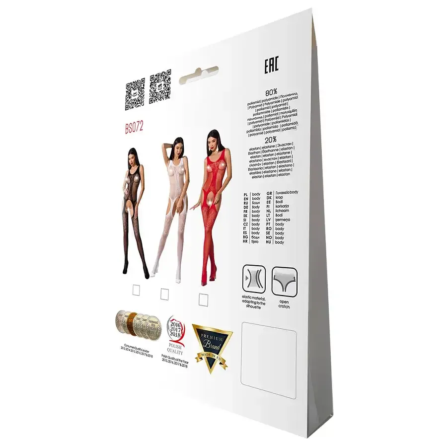 Бодістокінг з імітацією панчох і ажурною вставкою Passion BS072 white Львів - фото 6