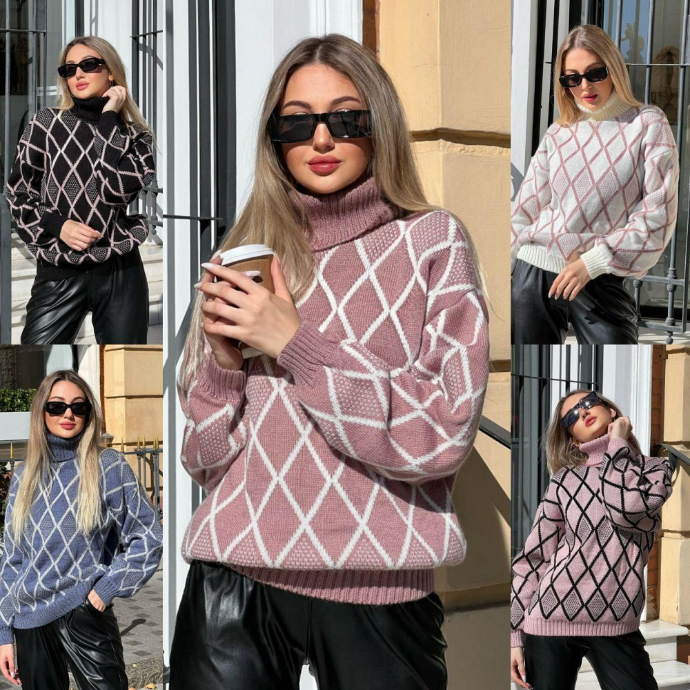 Жіночий стильний в'язаний светр графічний принт. 42-52р. Київ - фото 2