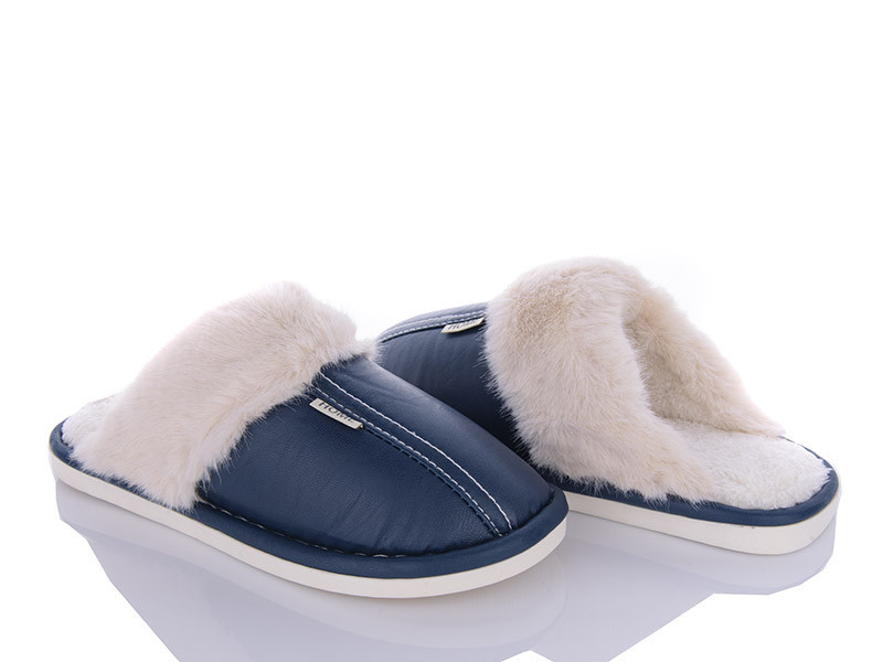 Тапочки мужские теплые с мехом закрытый носок синий Одесса - изображение 2