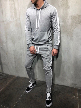 Костюм спортивний чоловічий лампаси весна Сіро-Білий L Харків