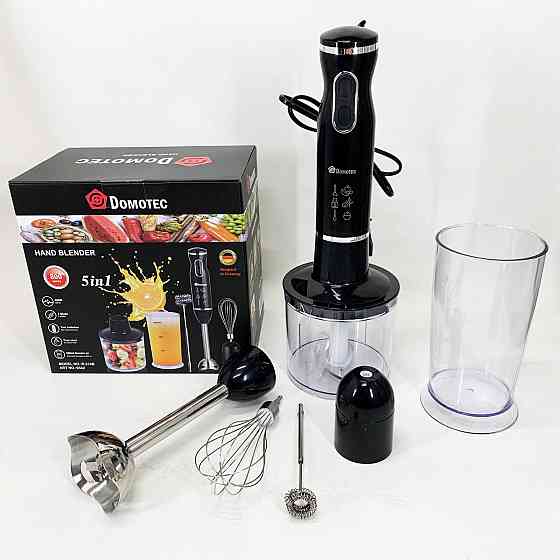 Блендер ручной погружной DOMOTEC R.314B 5в1 с 3 насадками и чашей, мощность 800Вт Одесса