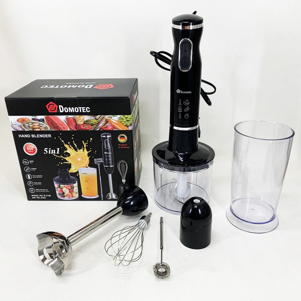 Занурювальний блендер ручний DOMOTEC R.314B 5в1 з 3 насадками і чашею, потужність 800Вт Одеса - фото 5