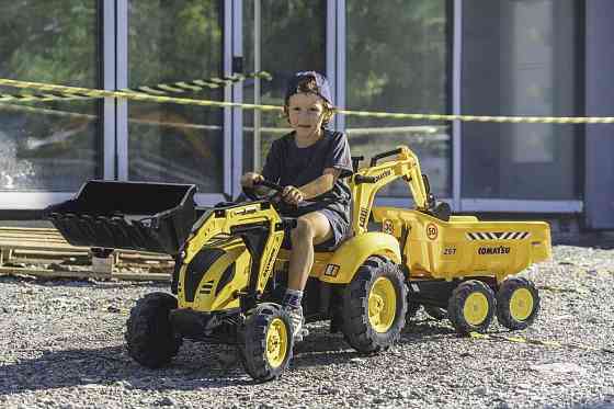 Дитячий педальний трактор з причепом і ковшами Falk Komatsu 2086W для дітей Київ
