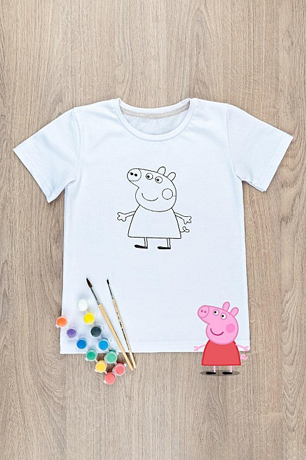 Футболка-розмальовування дитячої СВІНКА ПЕППА 128 Крохатушка одяг Київ - фото 2