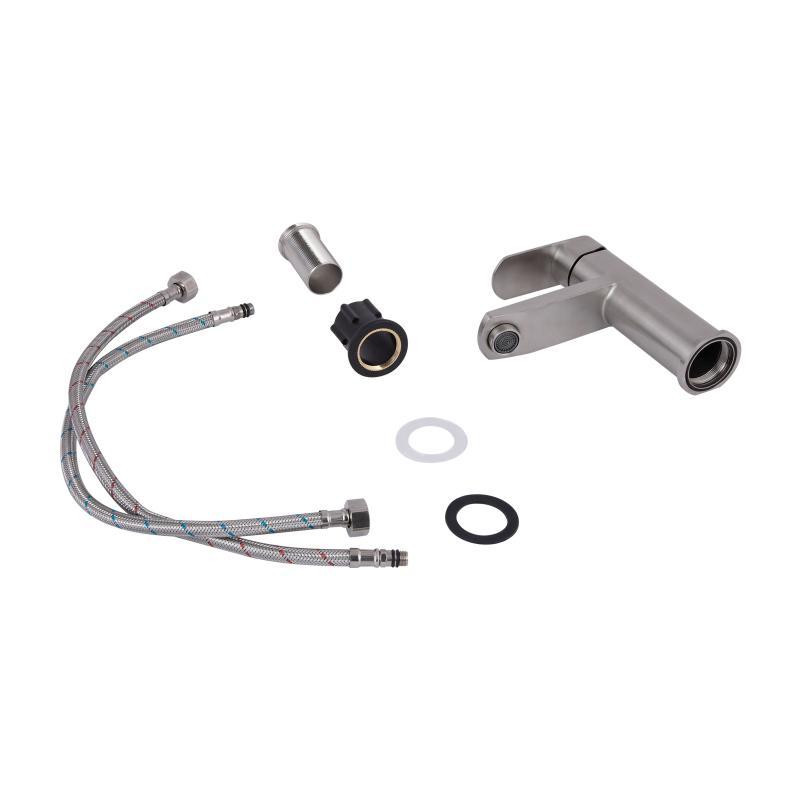 Смеситель Lidz Luna 001F (k35) LDLUN001FNKS46094 для раковины однорычажный, низкий, нержавейка, Nickel Харьков - изображение 4