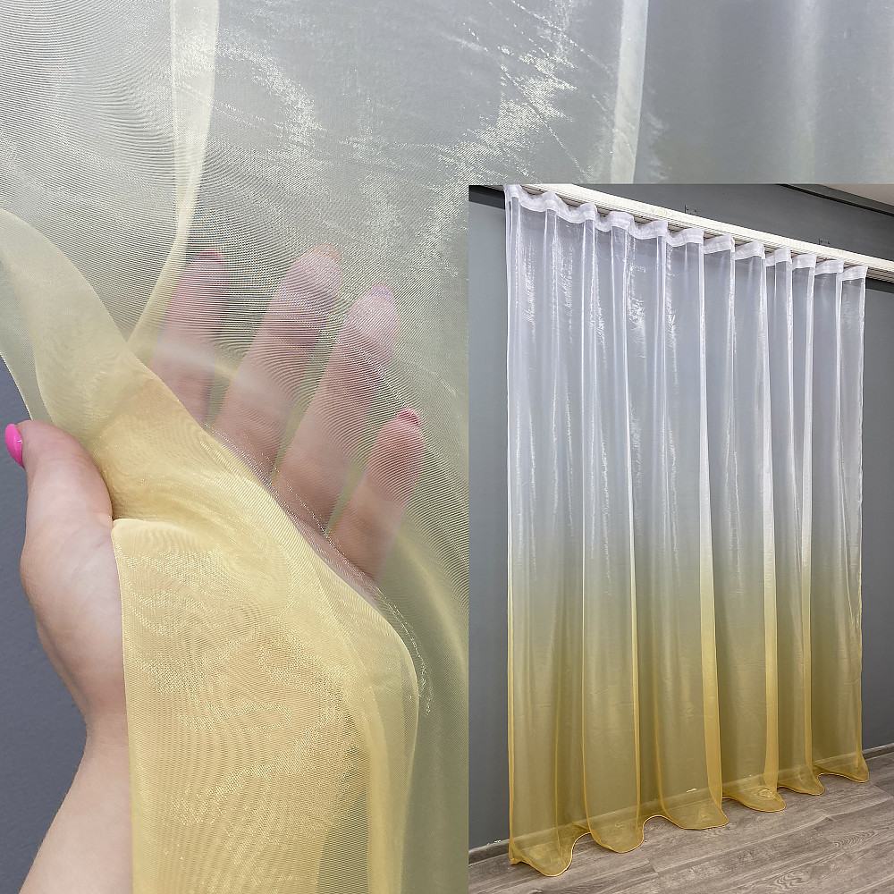 Тюль VR-Textil 1444т Омбре із органзи Світло-золотистий з білим 300х250 см (42-0864) Київ - фото 1