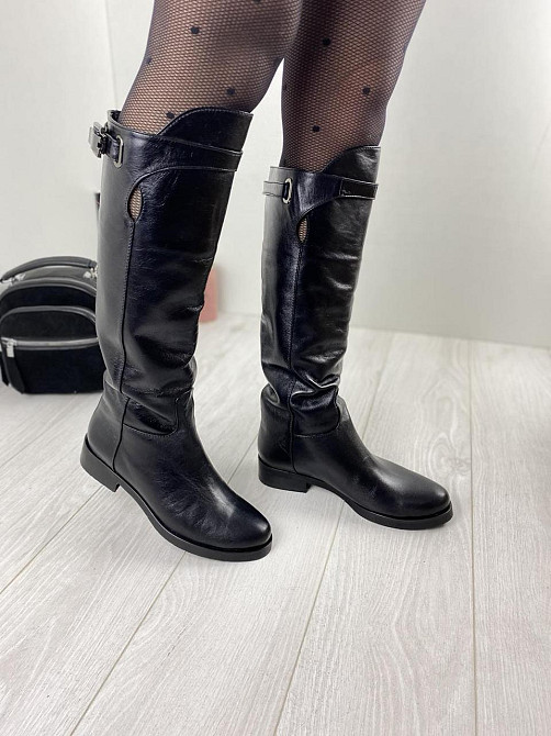 Olli Чоботи жіночі OLLI чорні натуральна шкіра высота 38см обхват 36-37см (C-5-2510) Коломыя - изображение 8